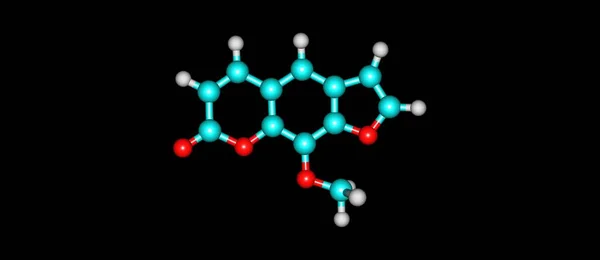 Siyah izole Methoxsalen moleküler yapısı — Stok fotoğraf