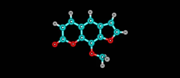 Молекулярна структура Methoxsalen ізольовані на чорному — стокове фото