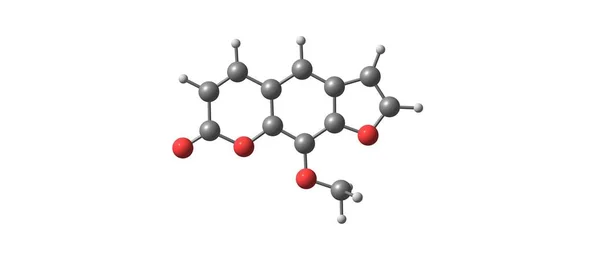 Estrutura molecular do metoxsaleno isolado no branco — Fotografia de Stock