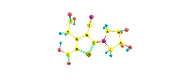 Structure moléculaire de l'acide ranélique isolée sur blanc — Photo