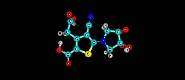 Молекулярна структура рівнобедреної кислоти ізольована на чорному — стокове фото