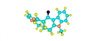 Ondansetron moleküler yapısı üzerinde beyaz izole