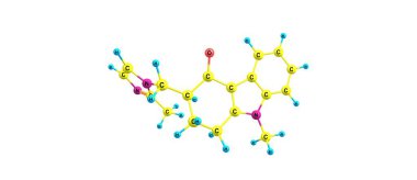 Ondansetron moleküler yapısı üzerinde beyaz izole