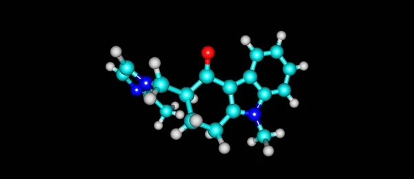 恩丹西酮分子结构在黑色上分离 — 图库照片