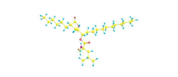 Orlistat moleküler yapısı üzerinde beyaz izole — Stok fotoğraf