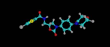 Siyah izole Rivaroxaban moleküler yapısı