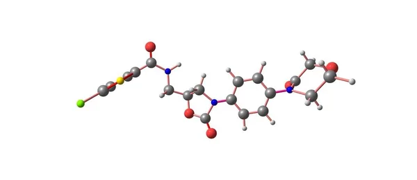 Estrutura molecular de rivaroxabano isolada em branco — Fotografia de Stock