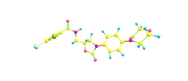 Estrutura molecular de rivaroxabano isolada em branco — Fotografia de Stock