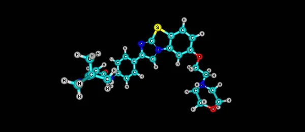 Moleculaire structuur Quizartinib geïsoleerd op zwart — Stockfoto