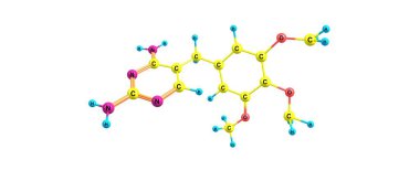 Trimetoprim moleküler yapısı üzerinde beyaz izole