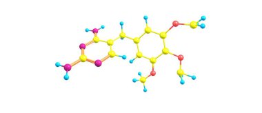 Trimetoprim moleküler yapısı üzerinde beyaz izole