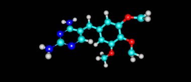 Trimetoprim moleküler yapısı üzerine siyah izole