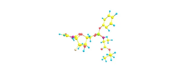 Moleculaire structuur Sofosbuvir geïsoleerd op wit — Stockfoto