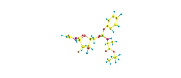 Estrutura molecular de sofosbuvir isolada em branco — Fotografia de Stock