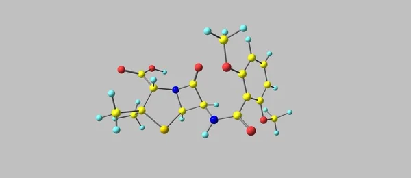 Estrutura molecular da meticilina isolada em cinzento — Fotografia de Stock