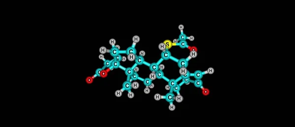 Spironolakton molekuláris szerkezete elszigetelt fekete — Stock Fotó