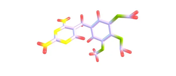 Trimethoprim molekulární struktura izolované na bílém — Stock fotografie