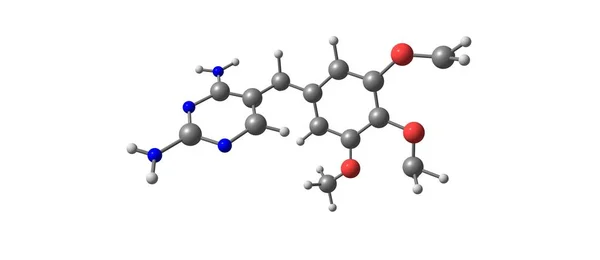 Trimetoprim struktury molekularnej na białym tle — Zdjęcie stockowe