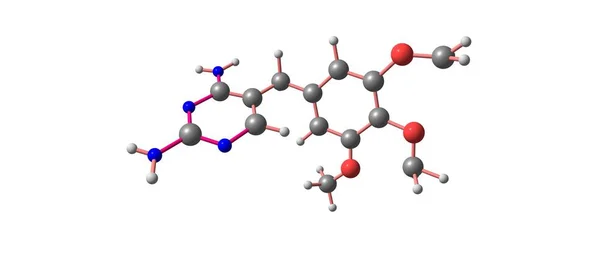 Trimetoprim moleküler yapısı üzerinde beyaz izole — Stok fotoğraf