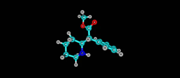 Estrutura molecular do Methylphenidate isolada no preto — Fotografia de Stock