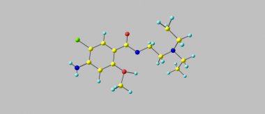 Gri izole Metoklopramid moleküler yapısı