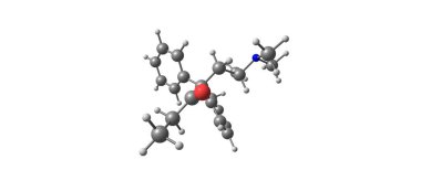Metadon moleküler yapısı üzerinde beyaz izole