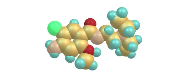 Moleculaire structuur Metoclopramide geïsoleerd op wit — Stockfoto