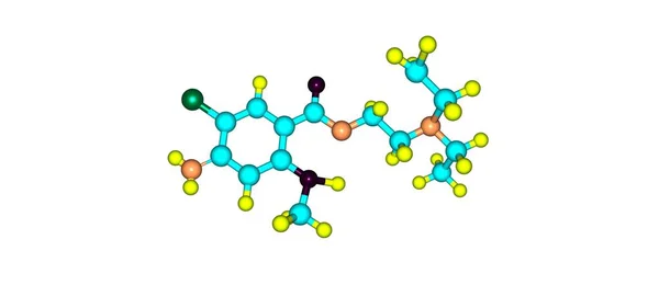 Estrutura molecular da metoclopramida isolada sobre o branco — Fotografia de Stock