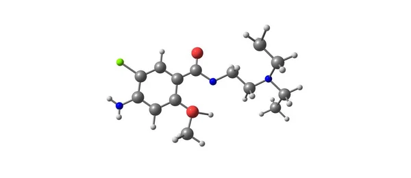 Estrutura molecular da metoclopramida isolada sobre o branco — Fotografia de Stock