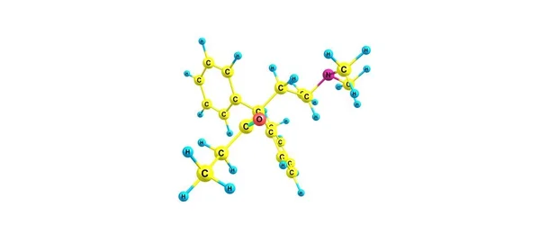 Estrutura molecular da metadona isolada no branco — Fotografia de Stock