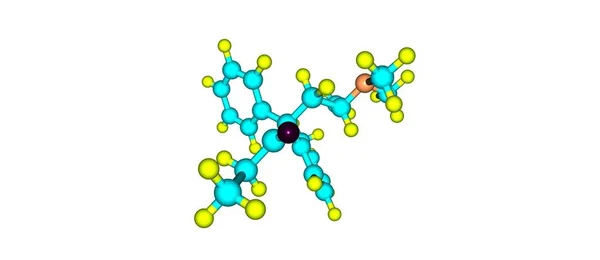 Estrutura molecular da metadona isolada no branco — Fotografia de Stock