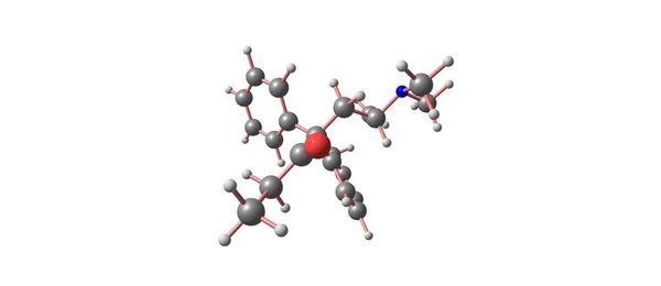 Estrutura molecular da metadona isolada no branco — Fotografia de Stock