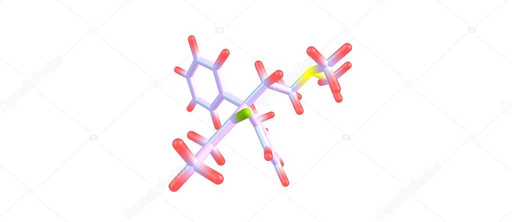 Methadone molecular structure isolated on white