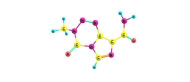 Temozolomide moleküler yapısı üzerinde beyaz izole