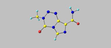 Gri izole Temozolomide moleküler yapısı