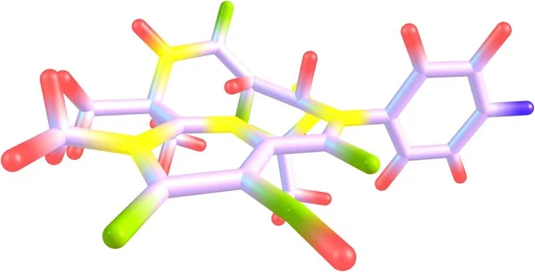 Struttura molecolare di raltegravir isolata su bianco — Foto Stock