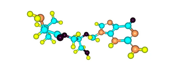 Valganciclovir 분자 구조 흰색 절연 — 스톡 사진