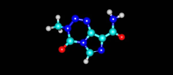 黒に分離されたテモゾロミド分子構造 — ストック写真