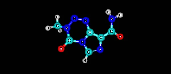 Moleculaire structuur Temozolomide geïsoleerd op zwart — Stockfoto