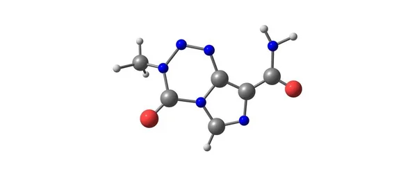 Temozolomide μοριακή δομή που απομονώνονται σε λευκό — Φωτογραφία Αρχείου