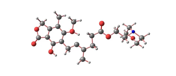 Kyselina mykofenolová molekulární struktura, izolované na bílém — Stock fotografie