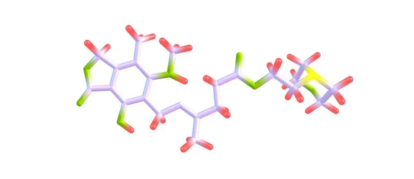 Mycophenolic zuur moleculaire structuur geïsoleerd op wit — Stockfoto