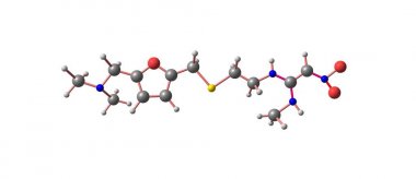 Ranitidin moleküler yapısı üzerinde beyaz izole
