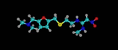 Siyah izole ranitidin moleküler yapısı