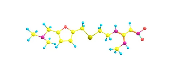 Estructura molecular de ranitidina aislada en blanco —  Fotos de Stock