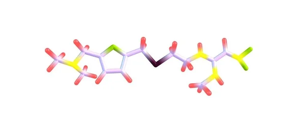 Estrutura molecular da ranitidina isolada sobre o branco — Fotografia de Stock