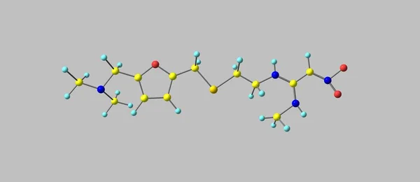 雷尼替丁分子结构的灰色分离 — 图库照片