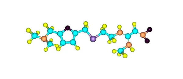 Ρανιτιδίνη μοριακή δομή που απομονώνονται σε λευκό — Φωτογραφία Αρχείου