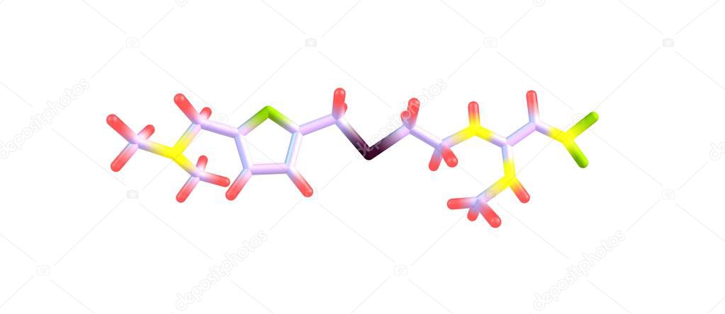 Ranitidine molecular structure isolated on white