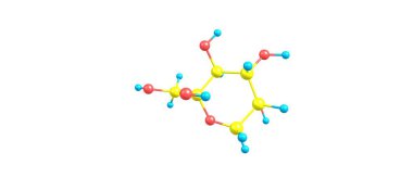Beta-D-Fructopyranose moleküler yapısı üzerinde beyaz izole
